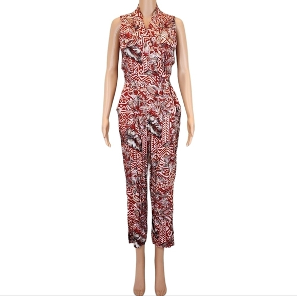 JSJ Red Floral Sleeveless Jumpsuit - Picture 11 of 11